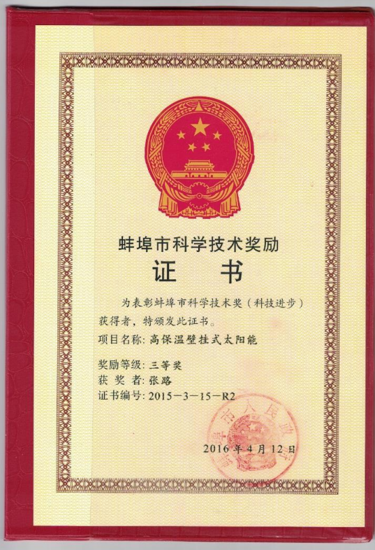 蚌埠科學(xué)技術(shù)獎(jiǎng)-張路